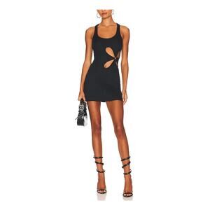 h:ours Black Cutout Tank Mini Dress